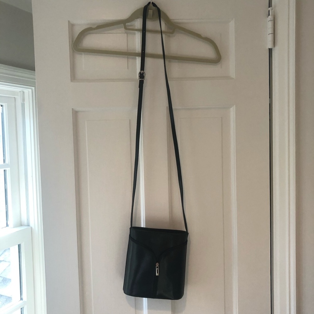 Black leather cross body bag